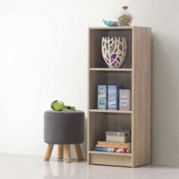 Bookcase With 3 Shelf Spaces Medium Narrow In Oak Home Storage - thumbnail 1