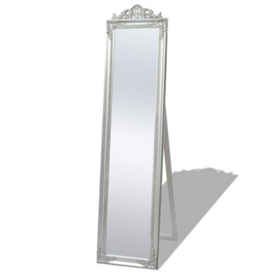 Berkfield Free-Standing Mirror Baroque Style 160X40 Cm Silver - image 1