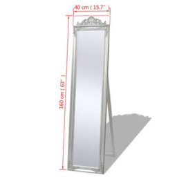 Berkfield Free-Standing Mirror Baroque Style 160X40 Cm Silver - thumbnail 7