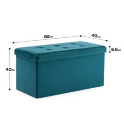 Hnnhome 82X40X40Cm Velvet Pouffe Folding Storage Ottoman Footstool Box Toy Chest With Lid, Foldable Foot Stool Seat (Teal, Large) - thumbnail 3