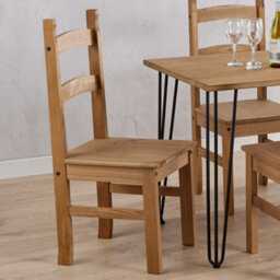 Core Products Corona Pair Of Antique Waxed Pine Dining Chairs - Solid Wooden Kitchen Chairs 100 X 41 X 48Cm - thumbnail 7