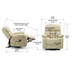 More4Homes Chester Single Motor Electric Rise Recliner Bonded Leather Armchair Electric Lift Riser Chair (Cream) - thumbnail 9
