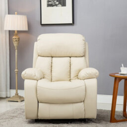 More4Homes Chester Single Motor Electric Rise Recliner Bonded Leather Armchair Electric Lift Riser Chair (Cream) - thumbnail 7