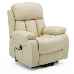 More4Homes Chester Single Motor Electric Rise Recliner Bonded Leather Armchair Electric Lift Riser Chair (Cream) - thumbnail 2