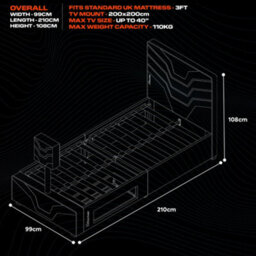 X Rocker Oracle Single Led Tv Gaming Bed - Black Rgb - thumbnail 9