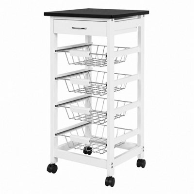 4-Tier Kitchen Trolley With Baskets White - image 1