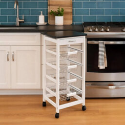 4-Tier Kitchen Trolley With Baskets White - thumbnail 5
