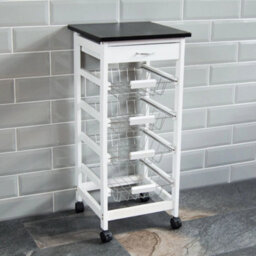 4-Tier Kitchen Trolley With Baskets White - thumbnail 4