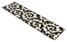 Bravich Hard Wearing Hessian Backed Stair Runner Kitchen Mat - Texas Black & White Filigree - 60X90Cm (2'x3') - thumbnail 4