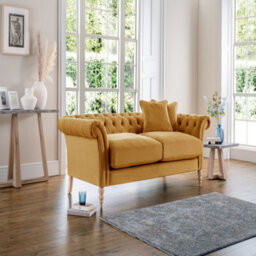 Sofas Express Tulip Ochre Yellow Velvet  3 Seater Sofa - thumbnail 3