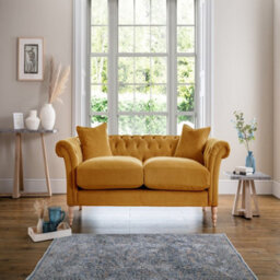 Sofas Express Tulip Ochre Yellow Velvet  3 Seater Sofa - thumbnail 4