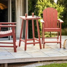 Wyld And Coco Evergreen Red Garden Bar Table 59 X 59 Cm - All-Weather Synthetic, Stainless Steel Accents - thumbnail 2