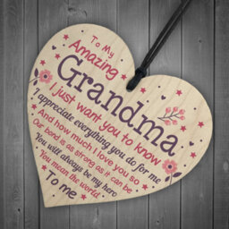 Red Ocean Cute Grandma Wooden Heart Nan Birthday Christmas Gifts From Grandchildren Grandparent Plaque - thumbnail 6