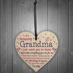Red Ocean Cute Grandma Wooden Heart Nan Birthday Christmas Gifts From Grandchildren Grandparent Plaque - thumbnail 2