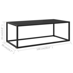 Berkfield Modern Coffee Table Black With Black Glass 100X50X35 Cm - thumbnail 6