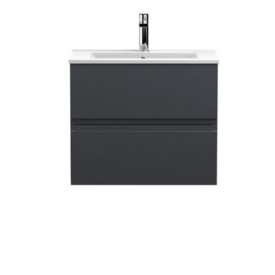 Hudson Reed Urban Soft Black Wall Hung 2 Drawer Vanity Unit And Basin With Silent Close, 518 X 610 X 390 - image 1