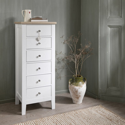 Nöa & Nani Noa & Nani 6 Drawer Tall Chest Of Drawers In White & Oak Leines - image 1