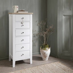 Nöa & Nani Noa & Nani 6 Drawer Tall Chest Of Drawers In White & Oak Leines - thumbnail 1