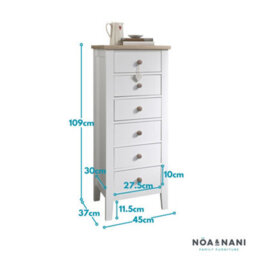 Nöa & Nani Noa & Nani 6 Drawer Tall Chest Of Drawers In White & Oak Leines - thumbnail 5