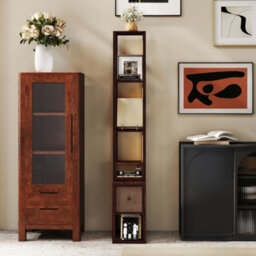 Homcom Floor Lamp With Shelves, Led Standing Lamp With Fabric Drawer, Brown - thumbnail 9