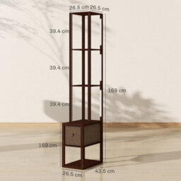 Homcom Floor Lamp With Shelves, Led Standing Lamp With Fabric Drawer, Brown - thumbnail 3