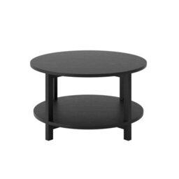 Wyld Haus Westbrook Black Round Coffee Table With Shelf, Matt Wood Finish - thumbnail 2