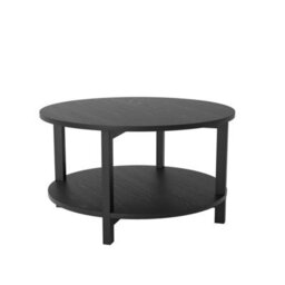 Wyld Haus Westbrook Black Round Coffee Table With Shelf, Matt Wood Finish - thumbnail 3
