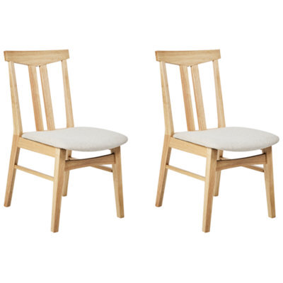 Beliani Set Of 2 Dining Chairs Avalon Wood Light Beige - image 1