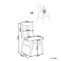Beliani Set Of 2 Dining Chairs Avalon Wood Light Beige - thumbnail 3
