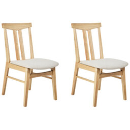 Beliani Set Of 2 Dining Chairs Avalon Wood Light Beige - thumbnail 1