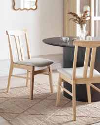 Beliani Set Of 2 Dining Chairs Avalon Wood Light Beige - thumbnail 2
