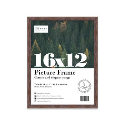 16X12 Walnut Picture Frame (40.6 X 30.5Cm) Poster, Photo, Artwork, Gallery Wall Or Print - image 1