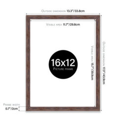 16X12 Walnut Picture Frame (40.6 X 30.5Cm) Poster, Photo, Artwork, Gallery Wall Or Print - thumbnail 3
