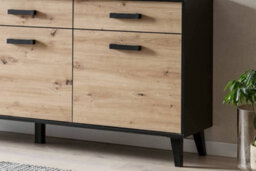 Arte Artona 84 Sideboard Cabinet With Hinged Doors - Elegant Oak Artisan & Black Matt Finish - W1860mm X H850mm X D400mm - thumbnail 8