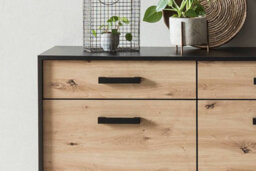Arte Artona 84 Sideboard Cabinet With Hinged Doors - Elegant Oak Artisan & Black Matt Finish - W1860mm X H850mm X D400mm - thumbnail 7