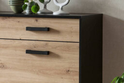 Arte Artona 84 Sideboard Cabinet With Hinged Doors - Elegant Oak Artisan & Black Matt Finish - W1860mm X H850mm X D400mm - thumbnail 6
