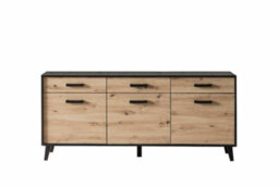 Arte Artona 84 Sideboard Cabinet With Hinged Doors - Elegant Oak Artisan & Black Matt Finish - W1860mm X H850mm X D400mm - thumbnail 3