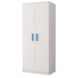 Arte Smyk 06 White Matt Hinged Wardrobe W800mm H1930mm D500mm With Bright Blue Handles - thumbnail 1
