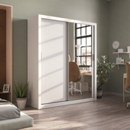 Arte Lux 28 - 2 Sliding 1 Mirror Door Wardrobe In White - W1800mm H2160mm D600mm, Elegant And Functiona - thumbnail 5
