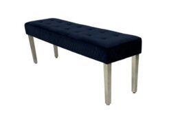 Home Luxe Interiors Quilted Black Brushed Velvet Silver Legs Long Dining Bench - thumbnail 2