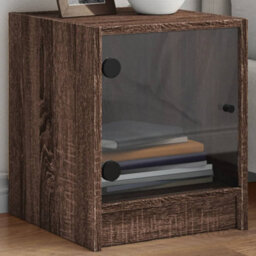 Berkfield Bedside Cabinets With Glass Doors 2 Pcs Brown Oak 35X37X42 Cm