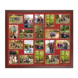 AK Frames 80X70Cm Rose Wood Modern Multi Photo Frame With Crimson Mount - Holds 20 Apertures (18X) 6X4, (2X) 4X4 Photos