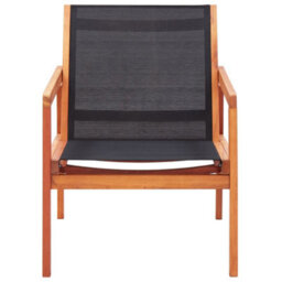 Berkfield Garden Lounge Chair Black Solid Eucalyptus Wood And Textilene - thumbnail 2