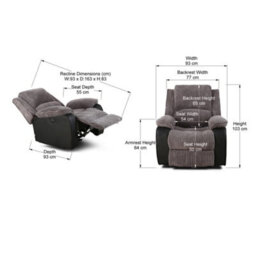 More4Homes Postana Jumbo Cord Fabric Living Room Electric Recliner Chair (Grey) - thumbnail 8