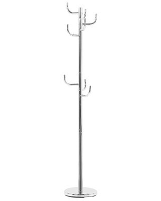Beliani Silver Freestanding Stainless Steel Coat Stand 175 Cm, Compact 30 X 30 Cm Footprint - image 1
