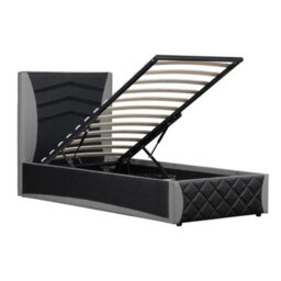 SlumberWorx Galaxy Ottoman Storage Led Headboard Gaming Single Bed Frame (Black And Grey) - thumbnail 6