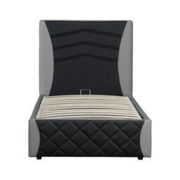 SlumberWorx Galaxy Ottoman Storage Led Headboard Gaming Single Bed Frame (Black And Grey) - thumbnail 7