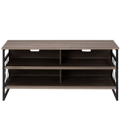 Wyld And Coco Urbannest Tv Stand Cabinet Dark Brown With Matte Black Metal, 4 Shelves, W1200 X D510 X H560mm - image 1