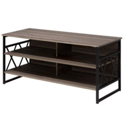 Wyld And Coco Urbannest Tv Stand Cabinet Dark Brown With Matte Black Metal, 4 Shelves, W1200 X D510 X H560mm - thumbnail 5