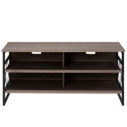 Wyld And Coco Urbannest Tv Stand Cabinet Dark Brown With Matte Black Metal, 4 Shelves, W1200 X D510 X H560mm - thumbnail 1
